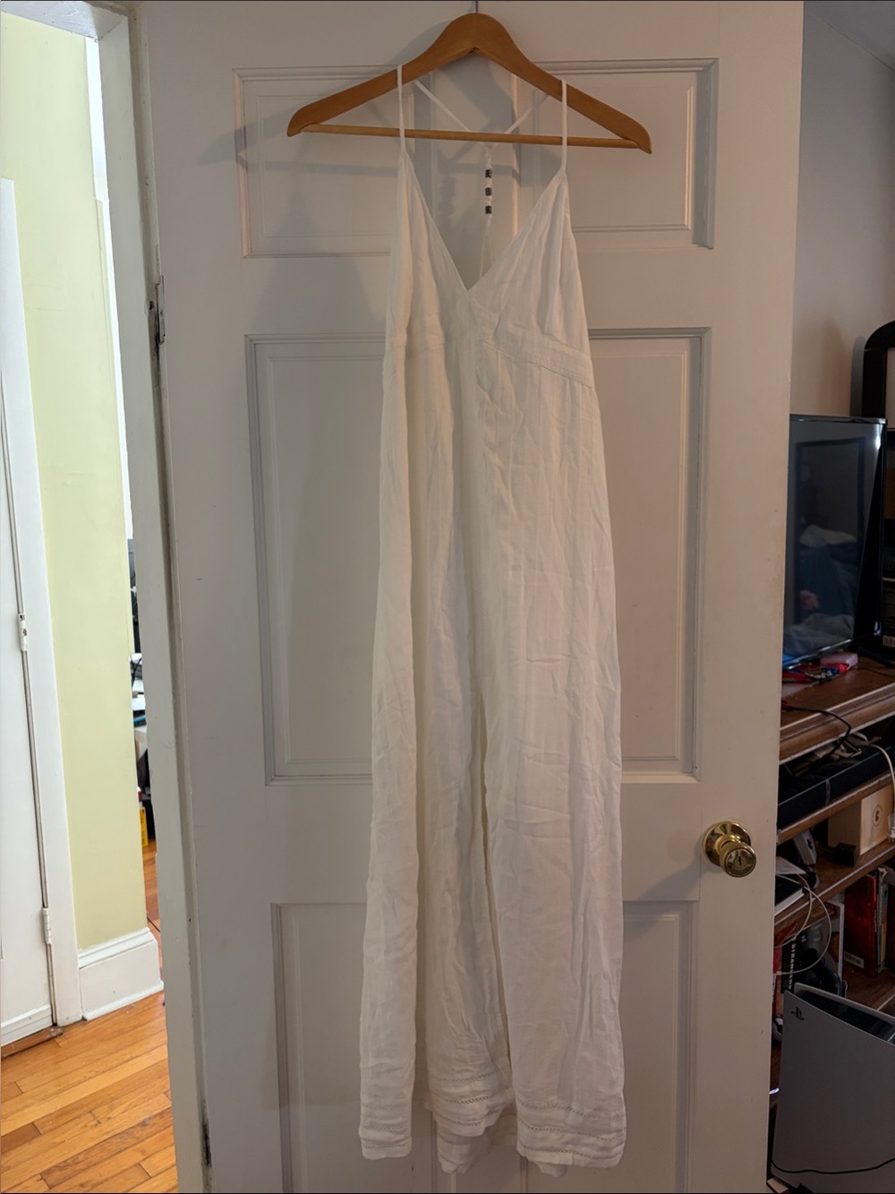 aerie White Spaghetti-Strap Maxi Dress